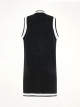 Sleeveless Lace Knit Long Cardigan in Black