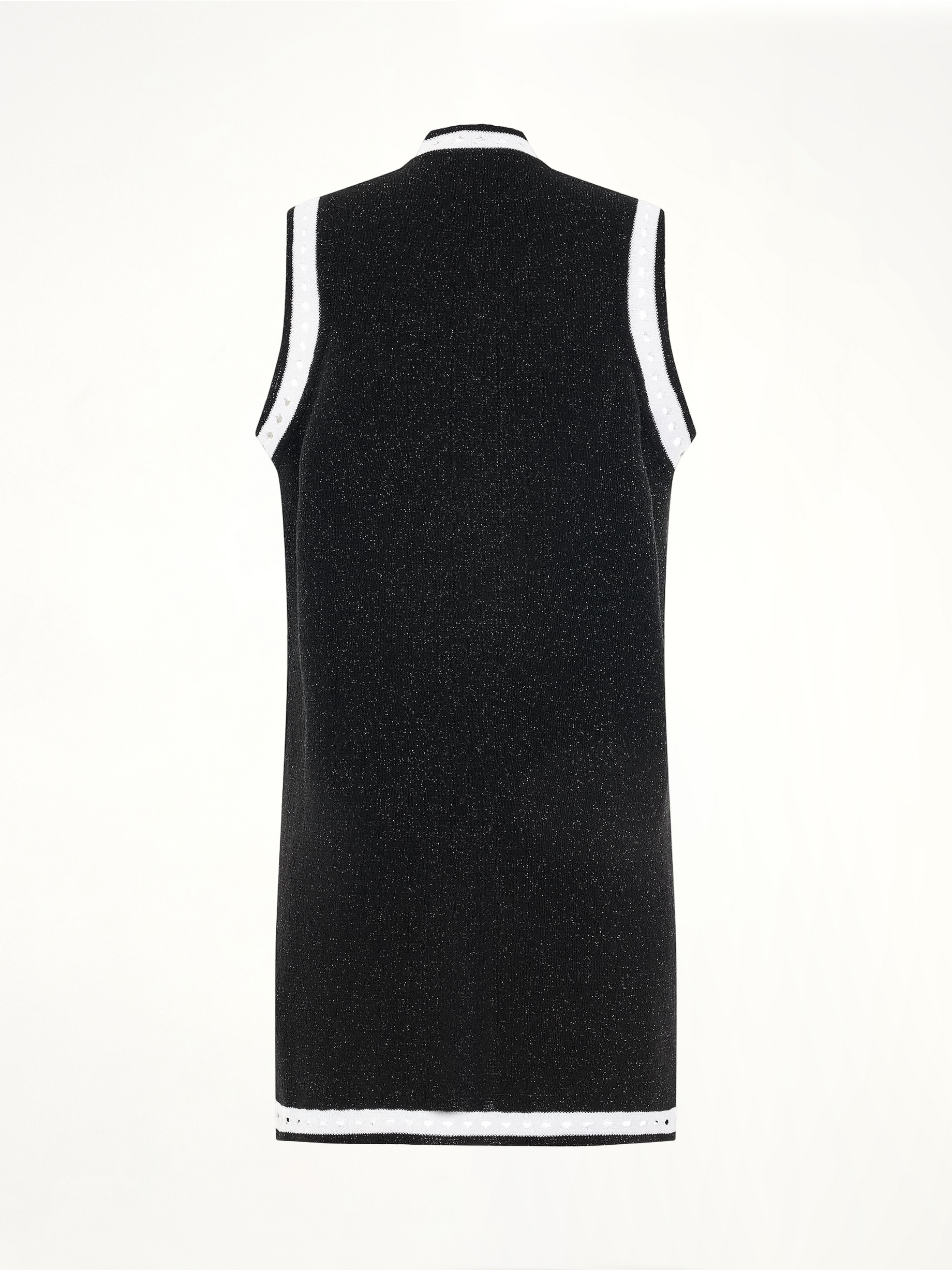 Sleeveless Lace Knit Long Cardigan in Black