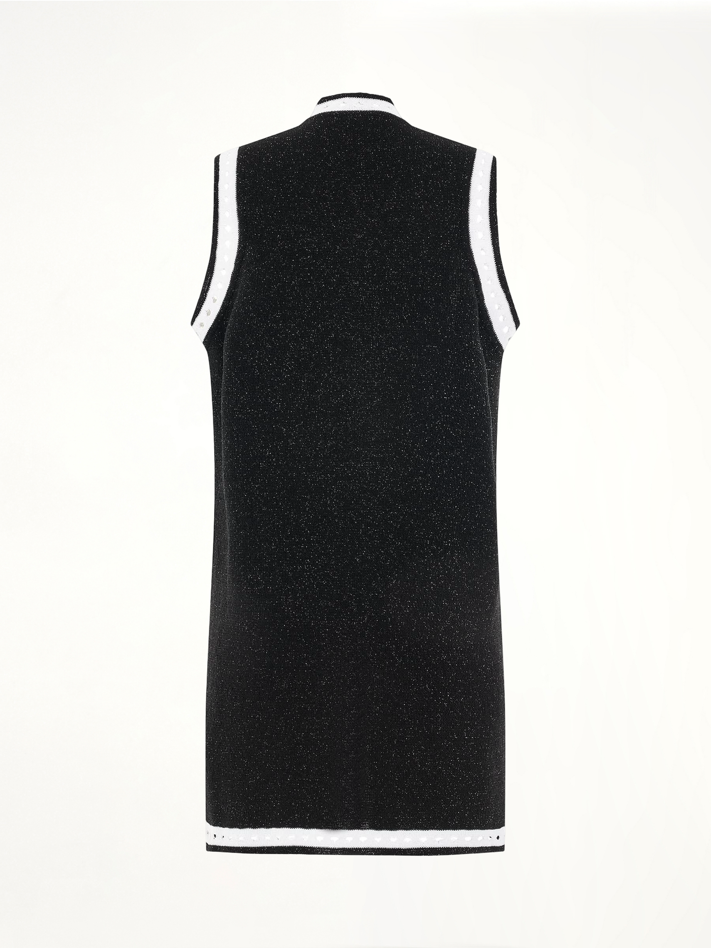 Sleeveless Lace Knit Long Cardigan in Black