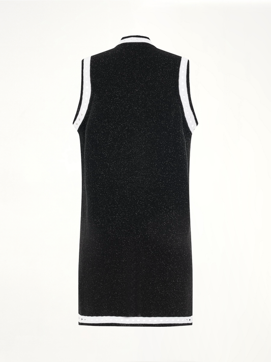 Sleeveless Lace Knit Long Cardigan in Black