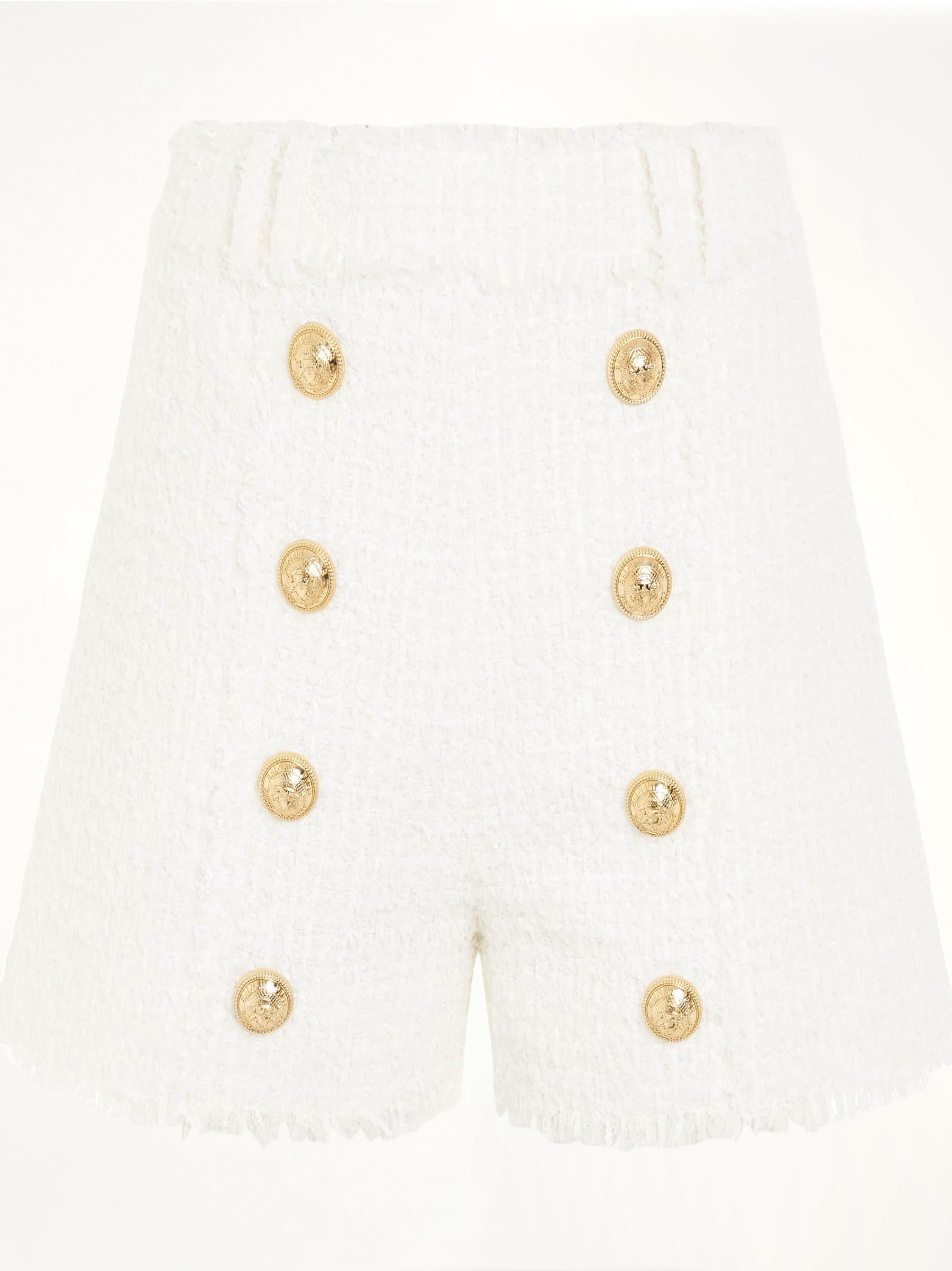 High Waisted 8 Buttons Shorts in White