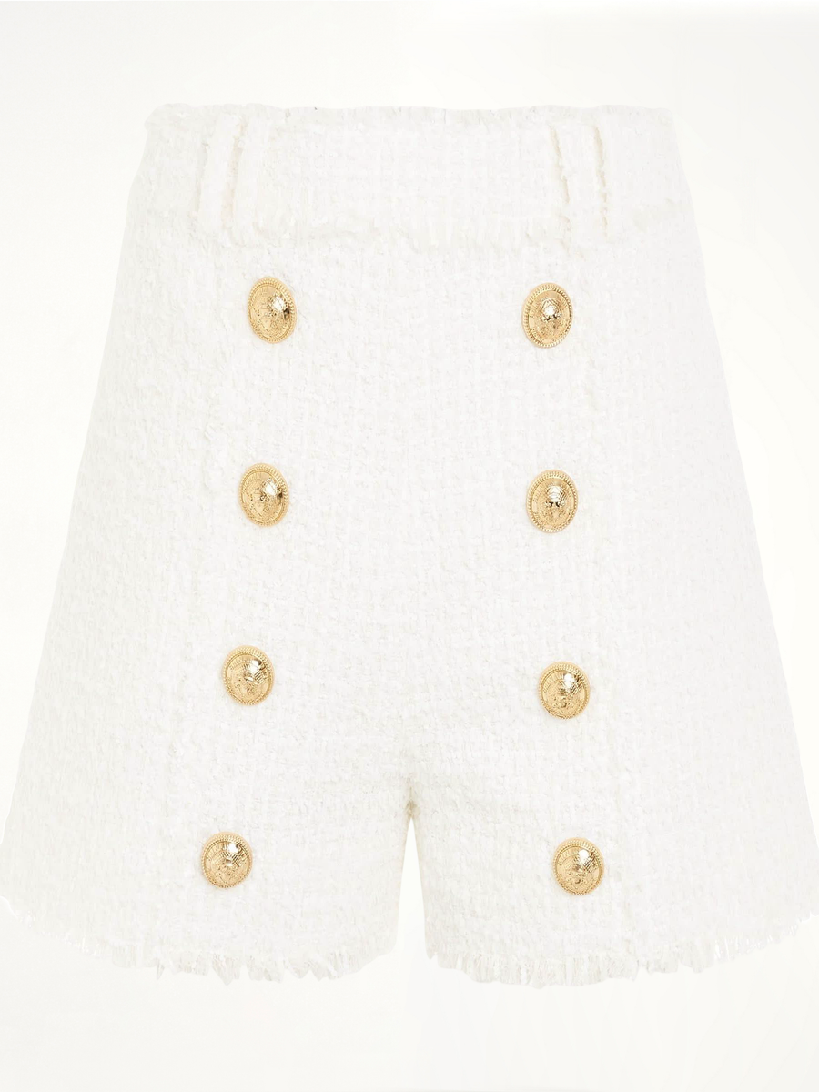 High Waisted 8 Buttons Shorts in White