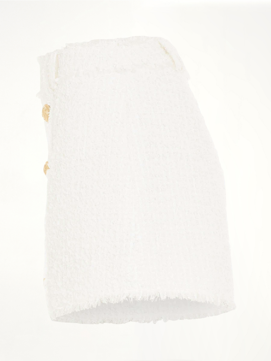 High Waisted 8 Buttons Shorts in White