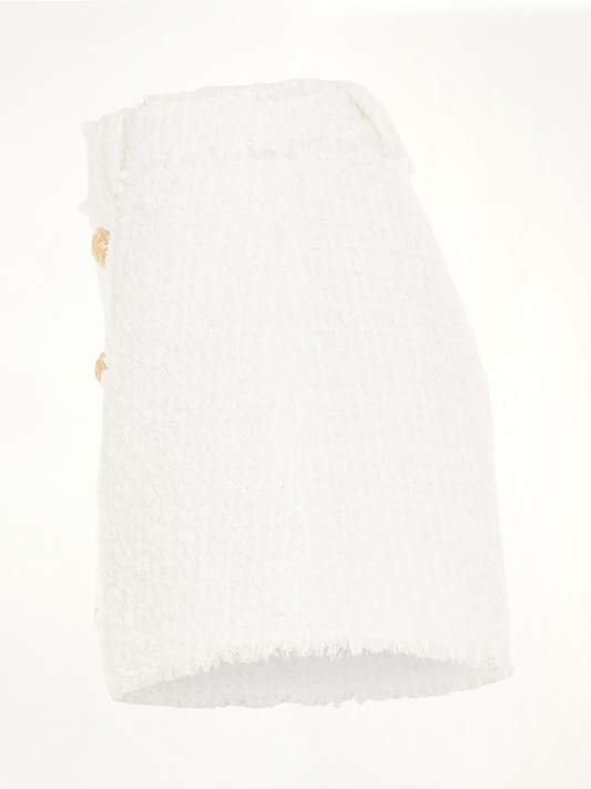 High Waisted 8 Buttons Shorts in White