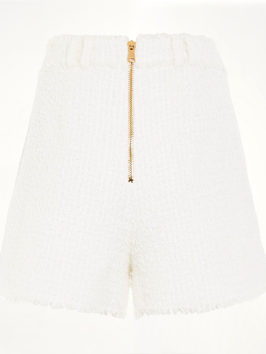 High Waisted 8 Buttons Shorts in White