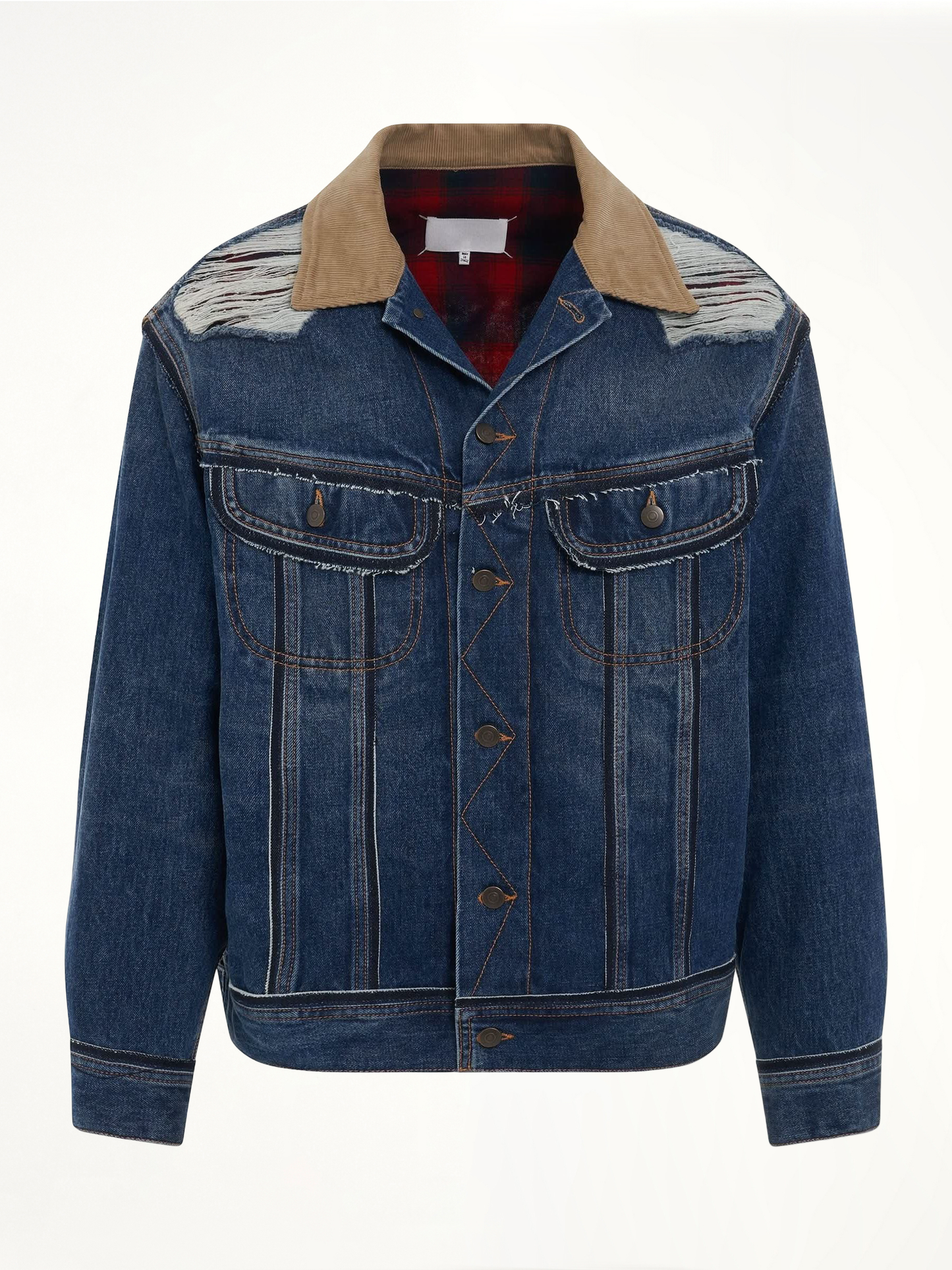 Deconstruction Cut-Out Denim Jacket in Indigo
