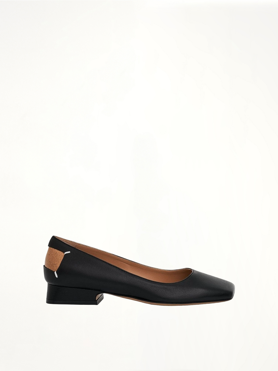 Four Stitches Decortique Ballerinas in Black Side View | MAISON MARGIELA