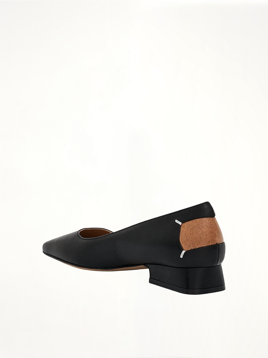 Four Stitches Decortique Ballerinas in Black Back View | MAISON MARGIELA