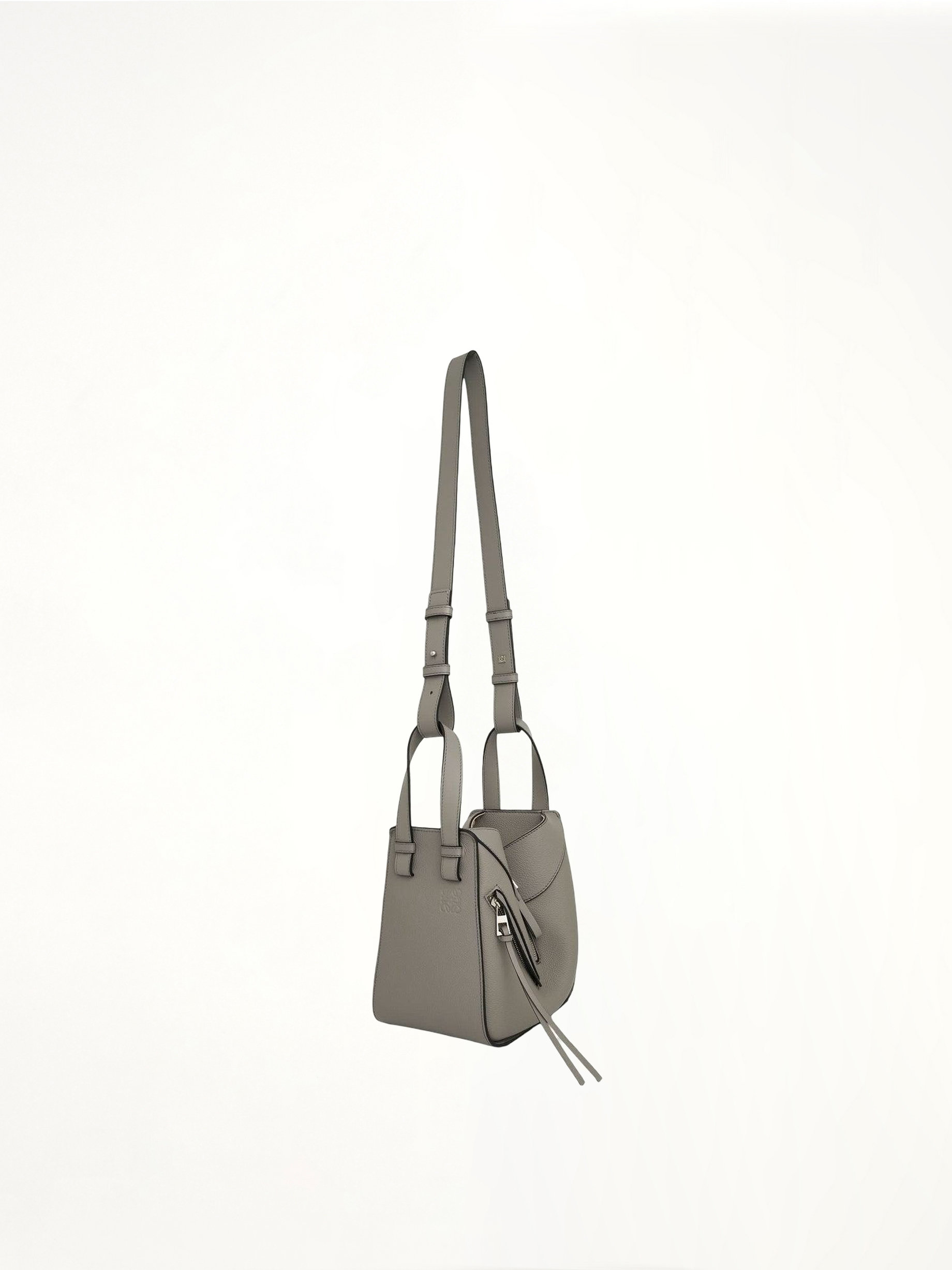 Compact Hammock Bag in Soft Grained Calfskin in Pearl Grey