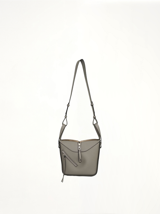 Compact Hammock Bag in Soft Grained Calfskin in Pearl Grey