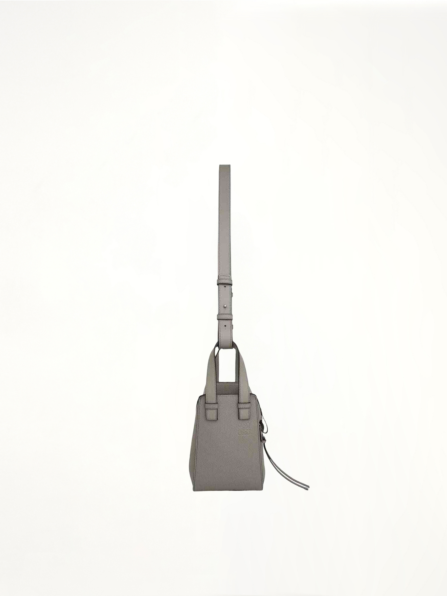 Compact Hammock Bag in Soft Grained Calfskin in Pearl Grey