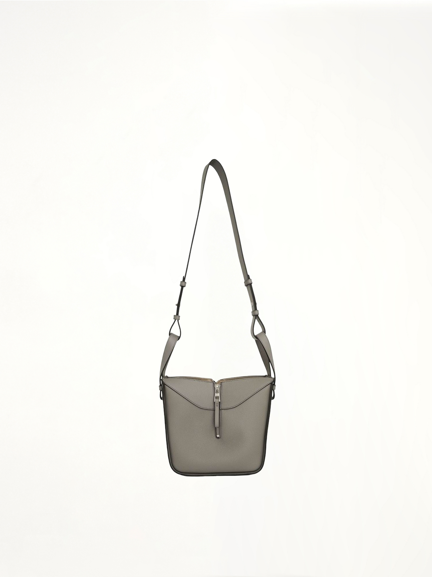 Compact Hammock Bag in Soft Grained Calfskin in Pearl Grey