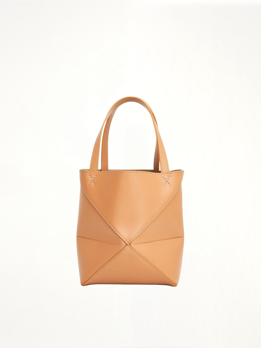 Mini Puzzle Fold Tote Bag in Calfskin in Warm Desert