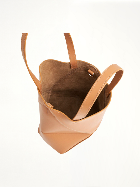 Mini Puzzle Fold Tote Bag in Calfskin in Warm Desert