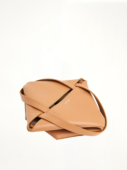 Mini Puzzle Fold Tote Bag in Calfskin in Warm Desert