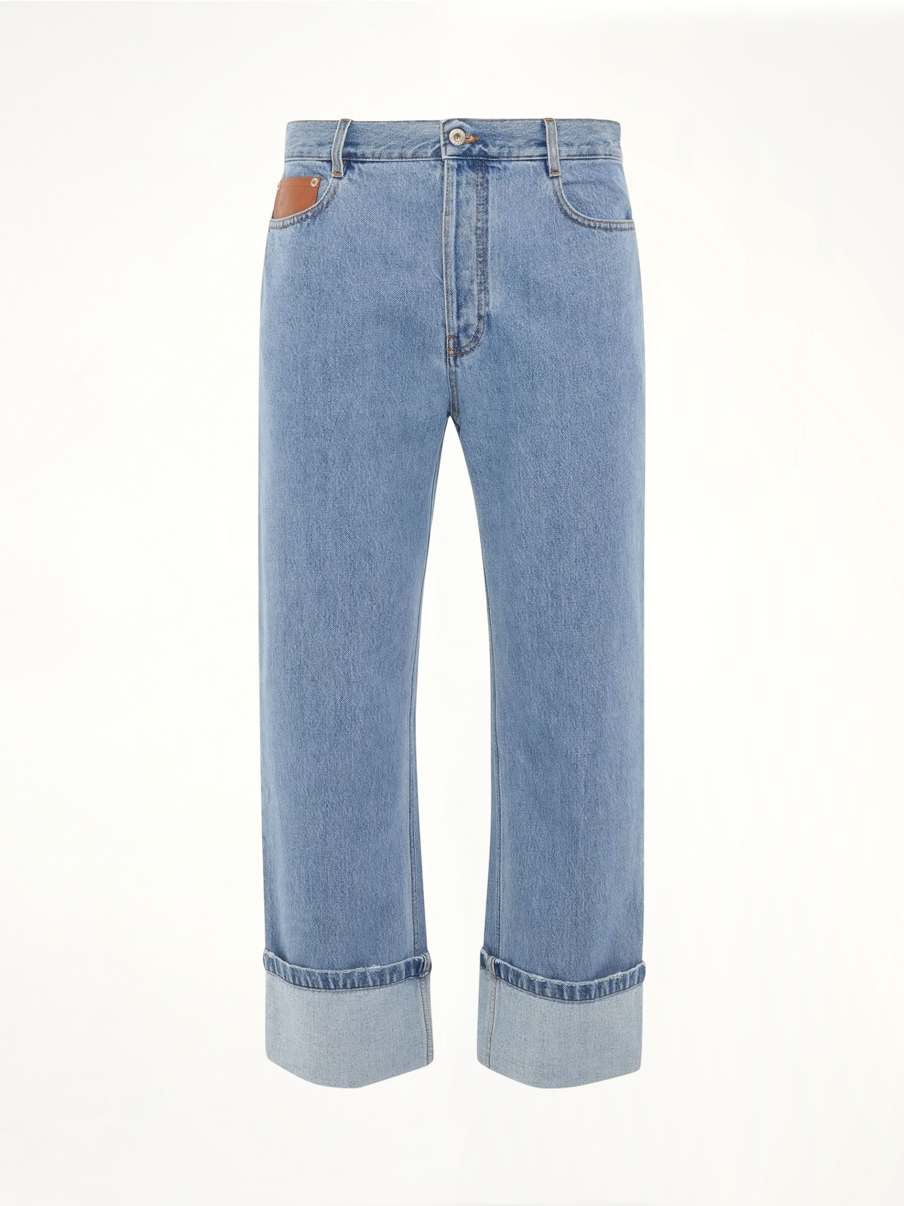 Fisherman Turn Up Jeans in Light Denim