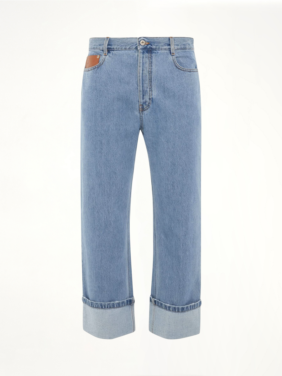 Fisherman Turn Up Jeans in Light Denim
