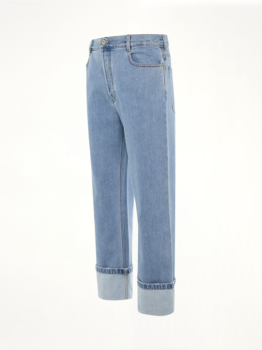 Fisherman Turn Up Jeans in Light Denim