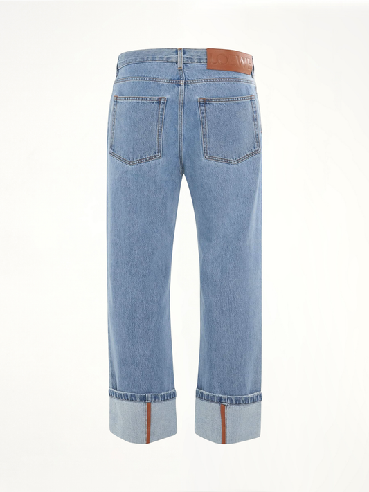 Fisherman Turn Up Jeans in Light Denim