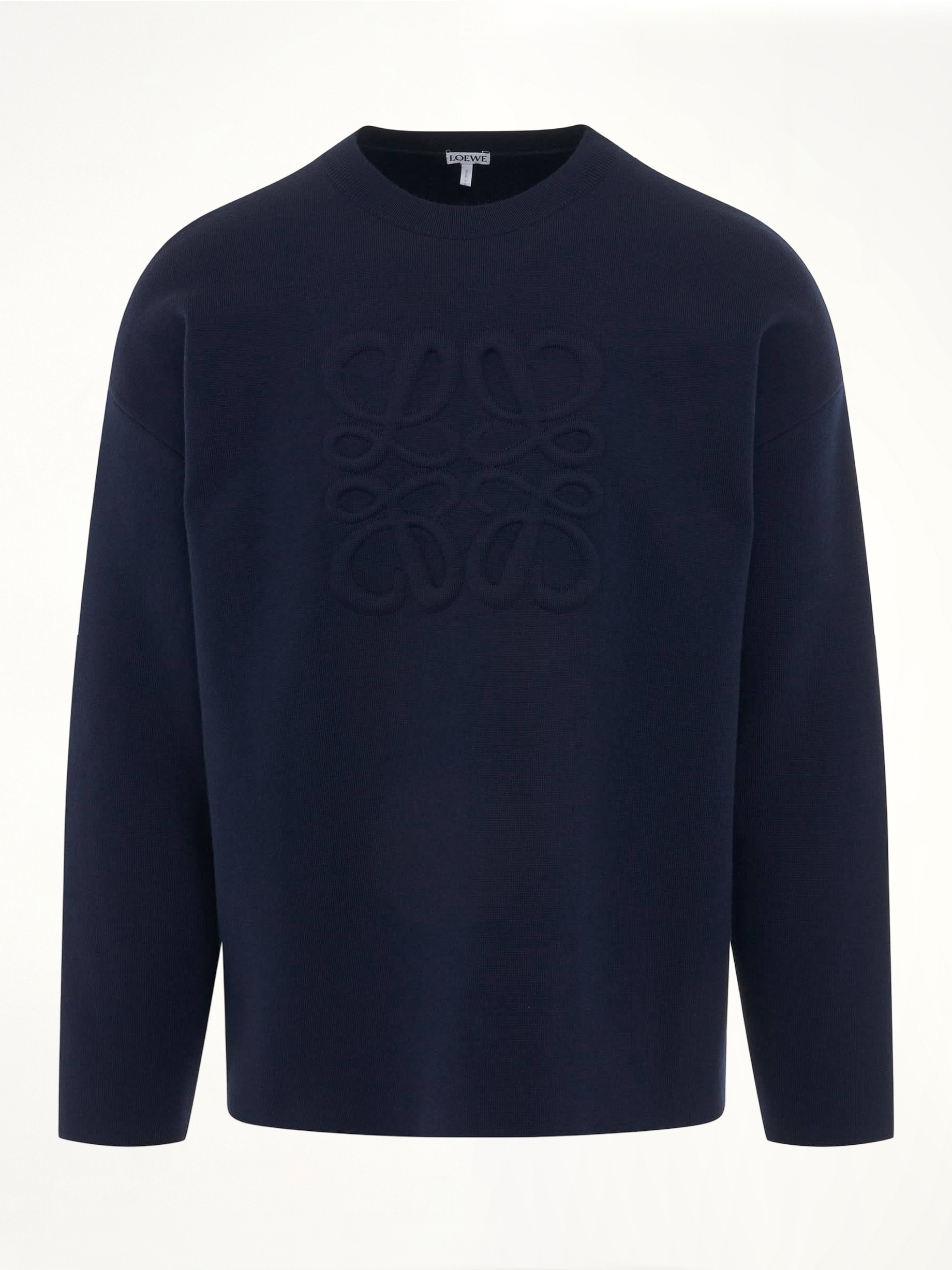 Debossed Anagram Sweater in Navy Blue
