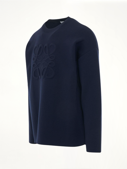 Debossed Anagram Sweater in Navy Blue