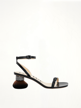 Petal Brush Heel Sandal in Black Side View | LOEWE