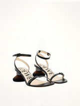 Petal Brush Heel Sandal in Black Front View | LOEWE