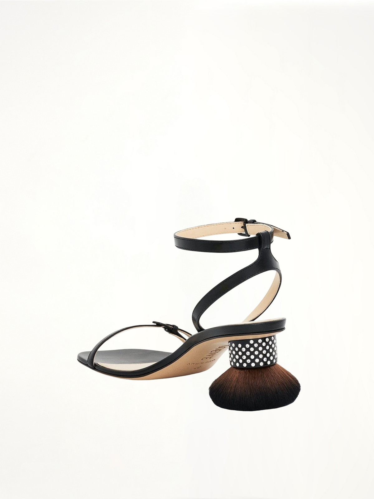 Petal Brush Heel Sandal in Black Back View | LOEWE