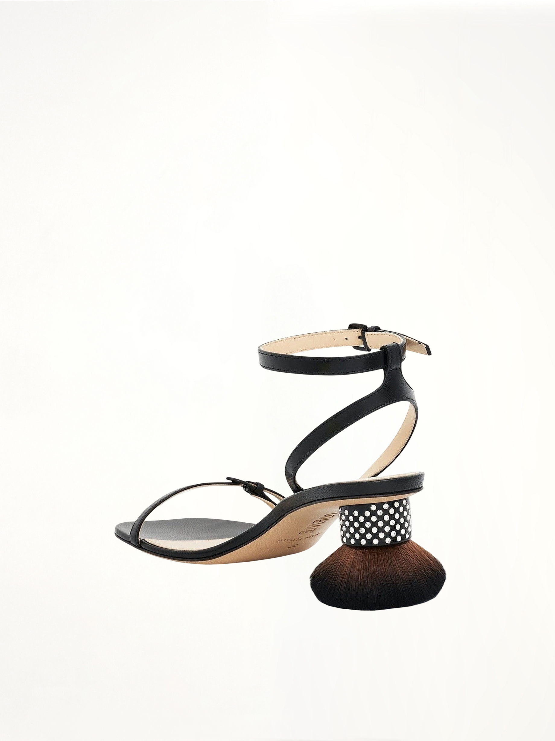 Petal Brush Heel Sandal in Black Back View | LOEWE