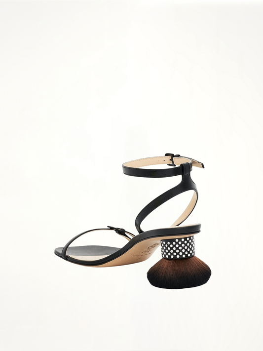 Petal Brush Heel Sandal in Black
