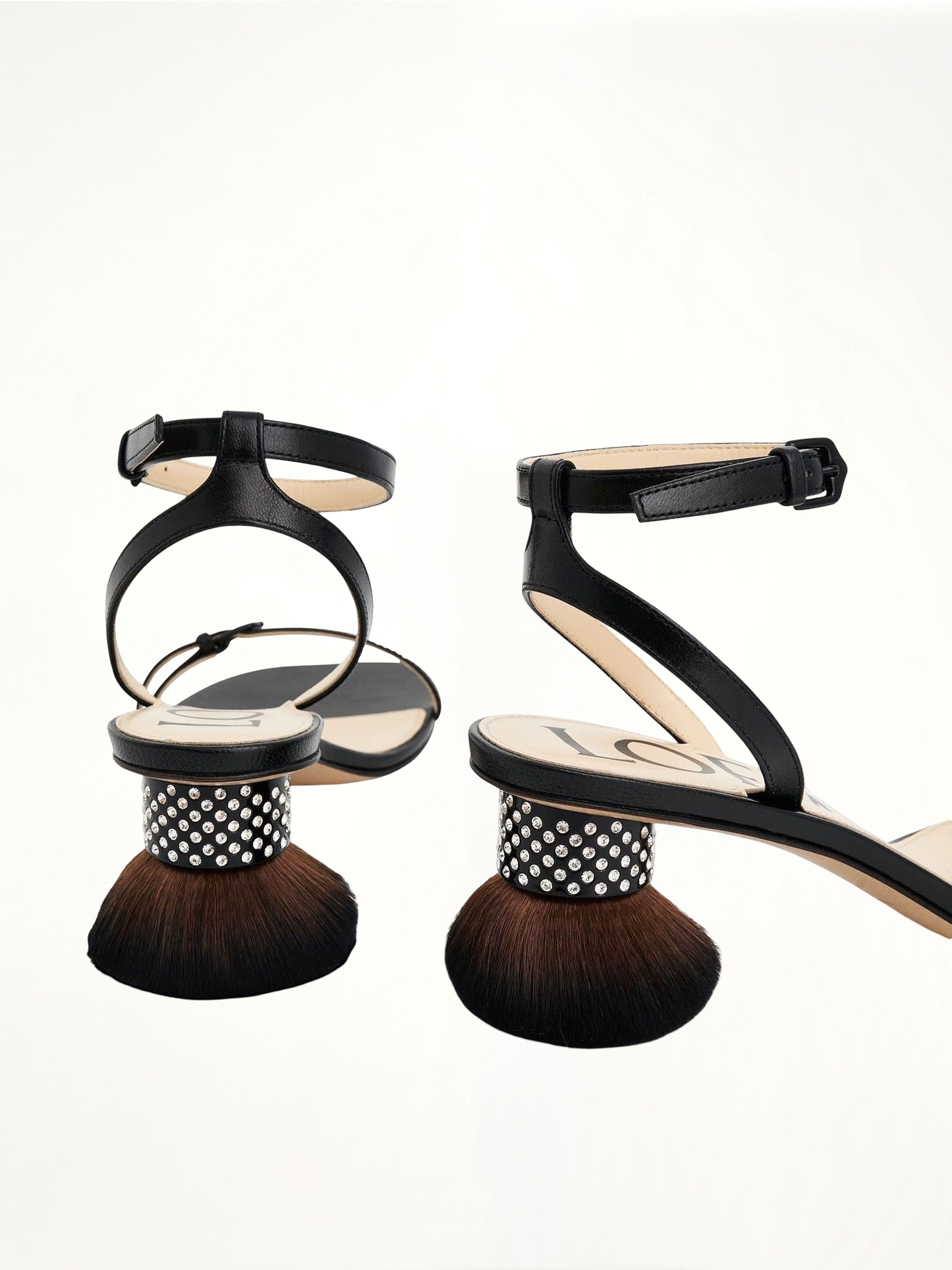 Petal Brush Heel Sandal in Black