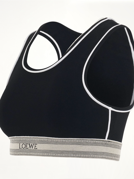 Logo Cropped Tank Top in Black