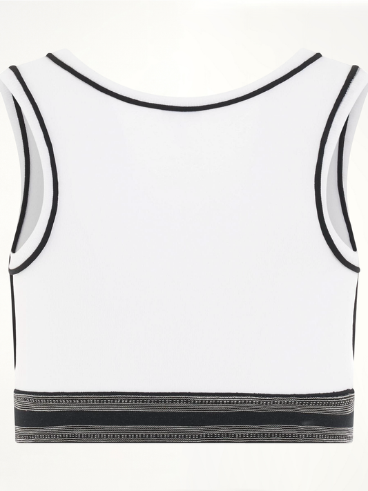 Logo Cropped Tank Top in White