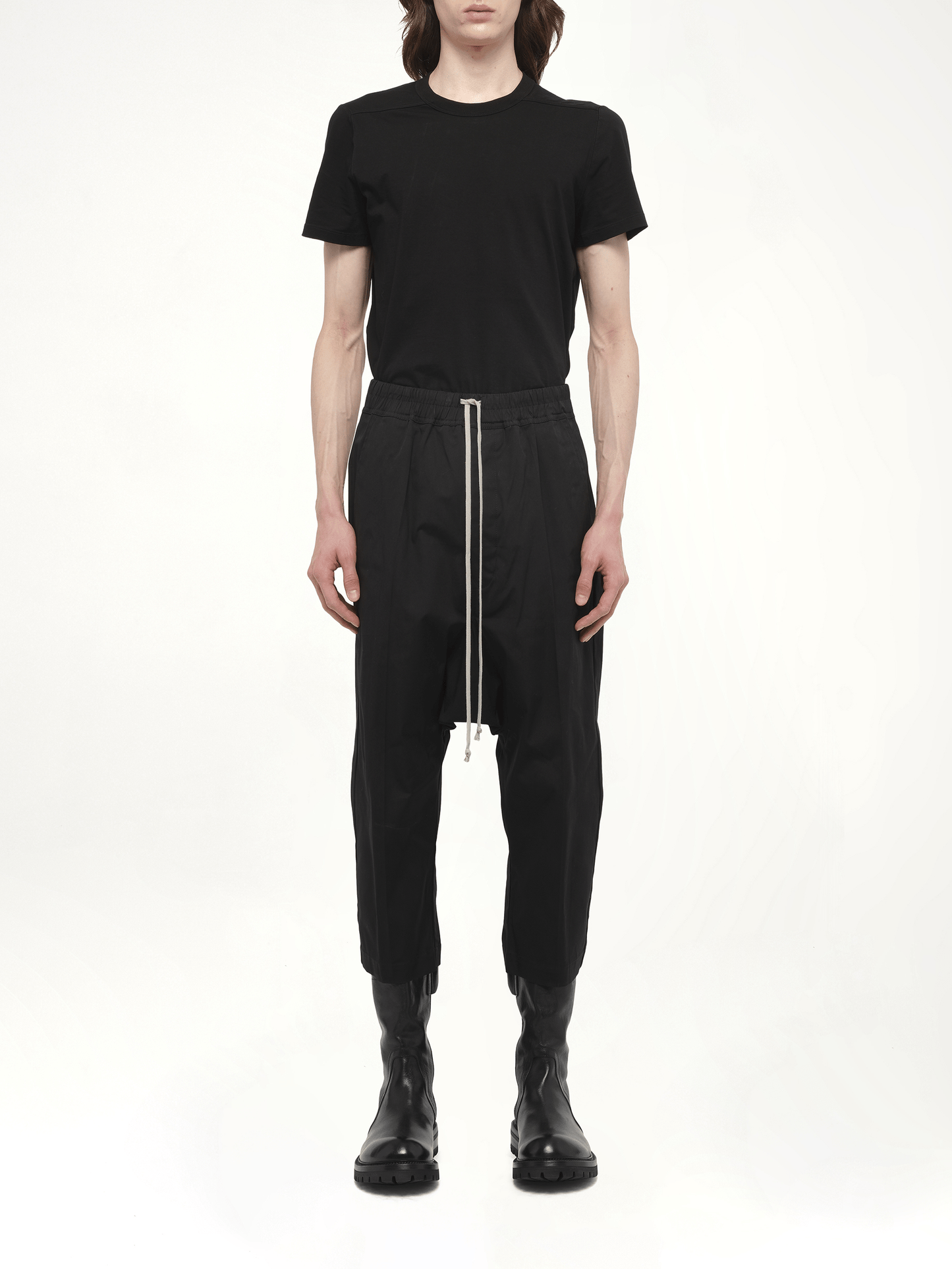 Drawstring Cropped Pants in Black