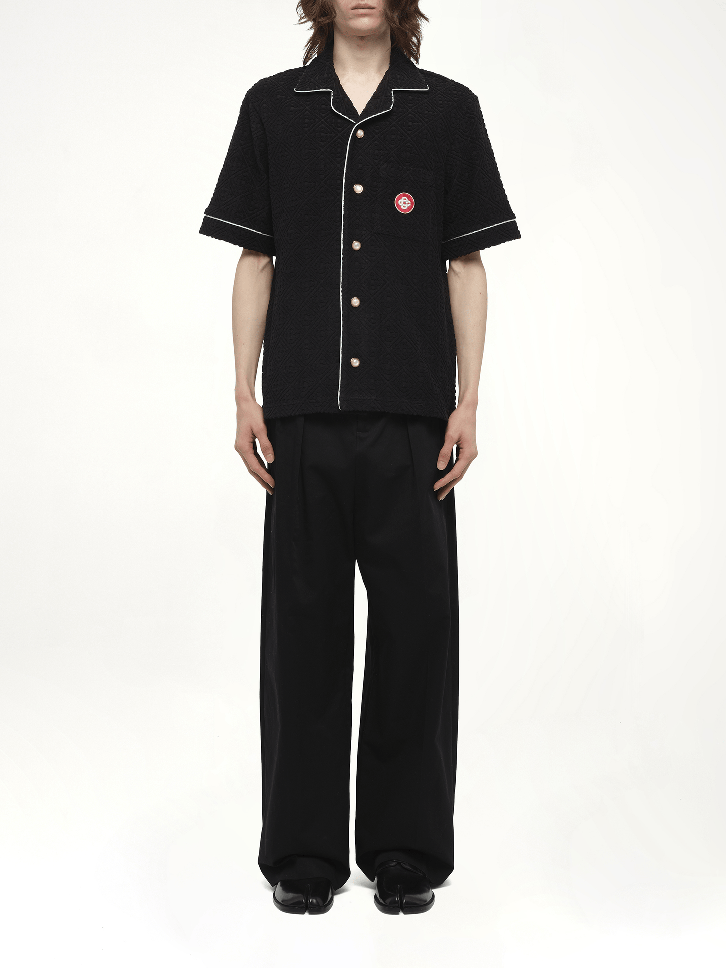 Towelling Monogram Shirt in Black