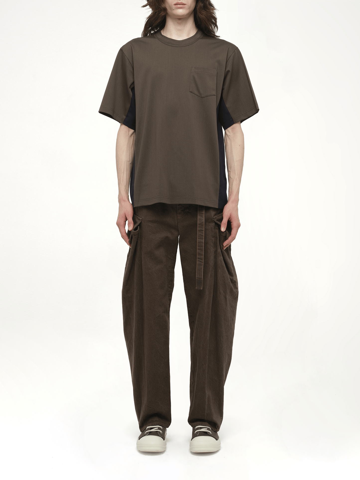 Suiting x Cotton Jersey T-Shirt in Khaki/Navy