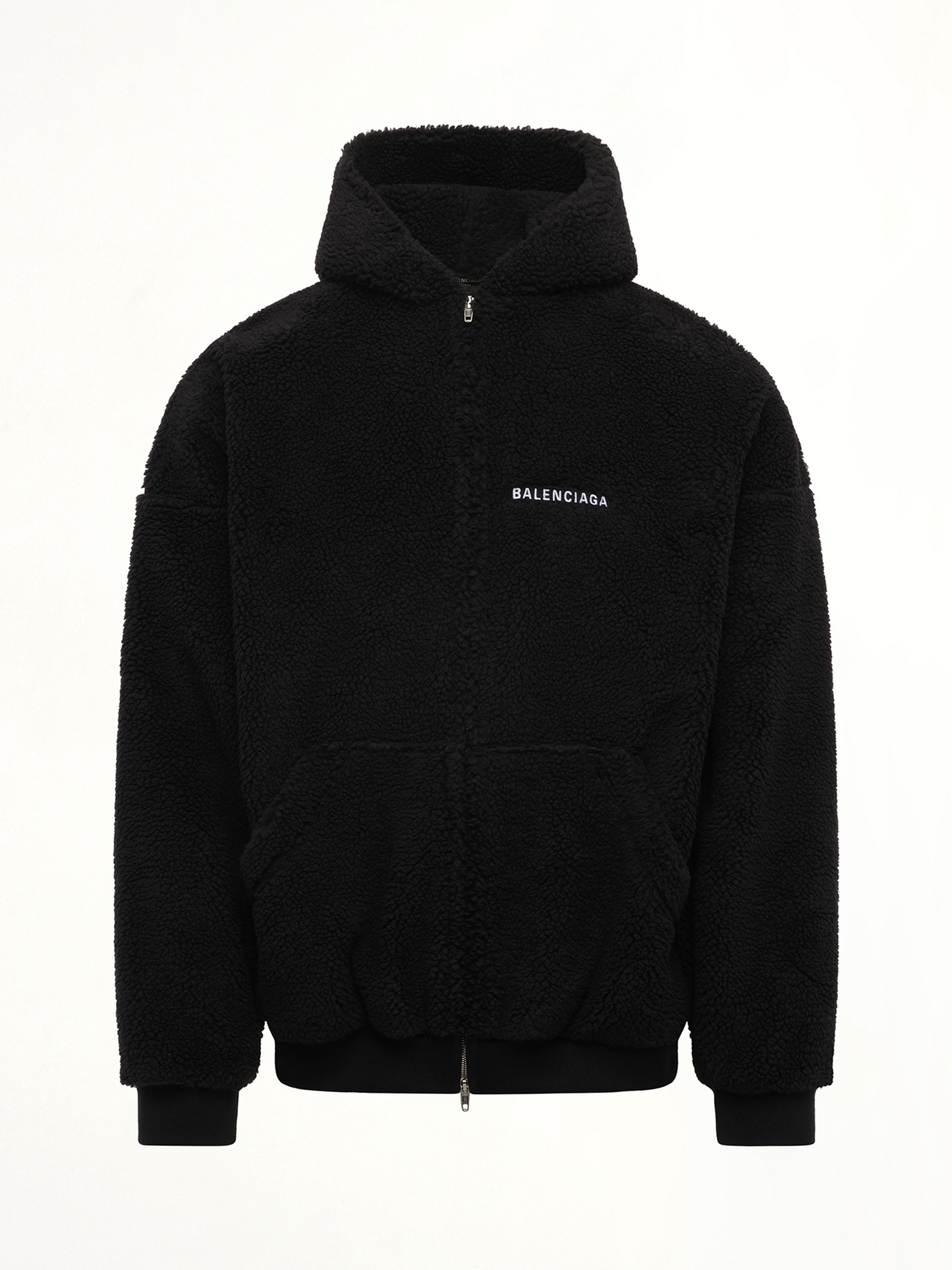 Balenciaga Shearling Hoodie in Black/White