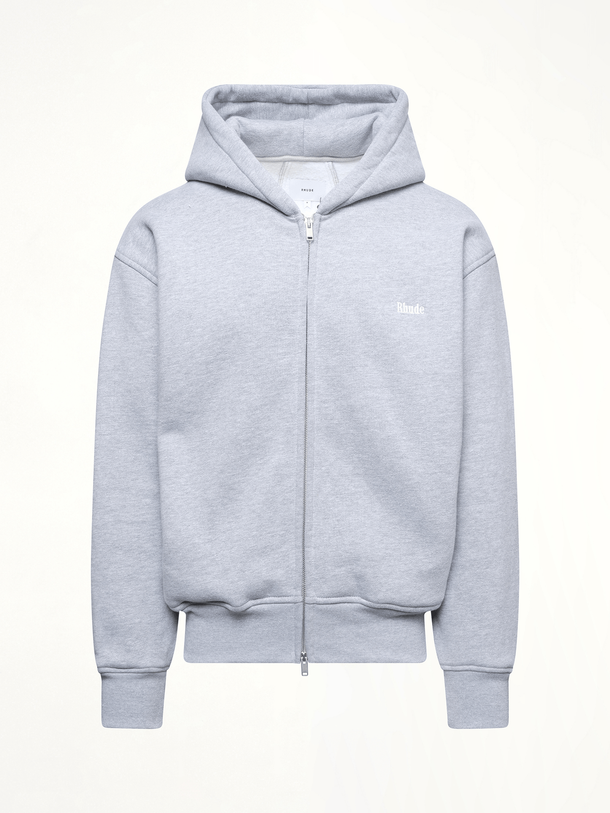 Rhude Classique Full-Zip Hoodie in Heather Gray