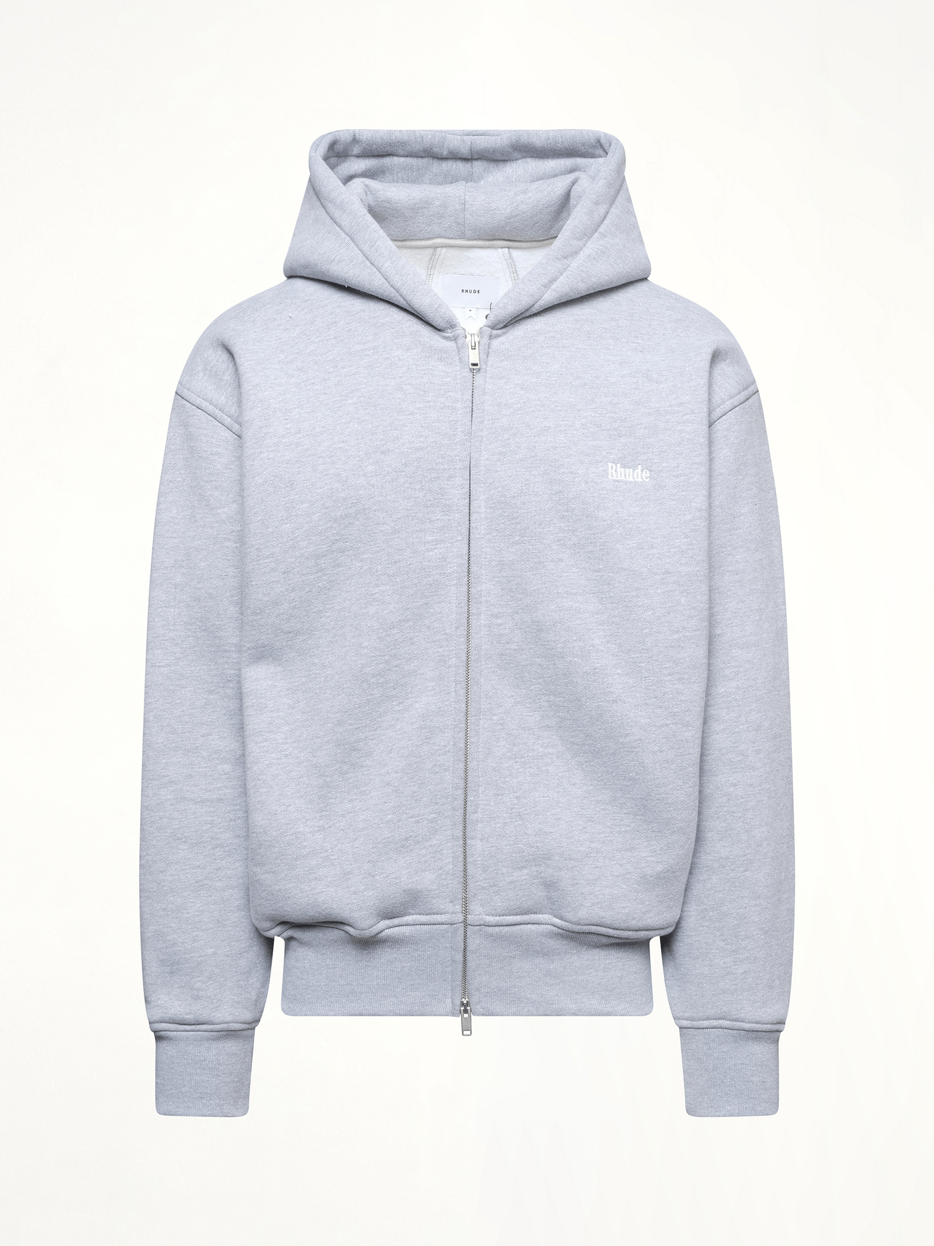Rhude Classique Full-Zip Hoodie in Heather Gray