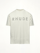 Rhude Distressed Logo T-Shirt in Vintage White