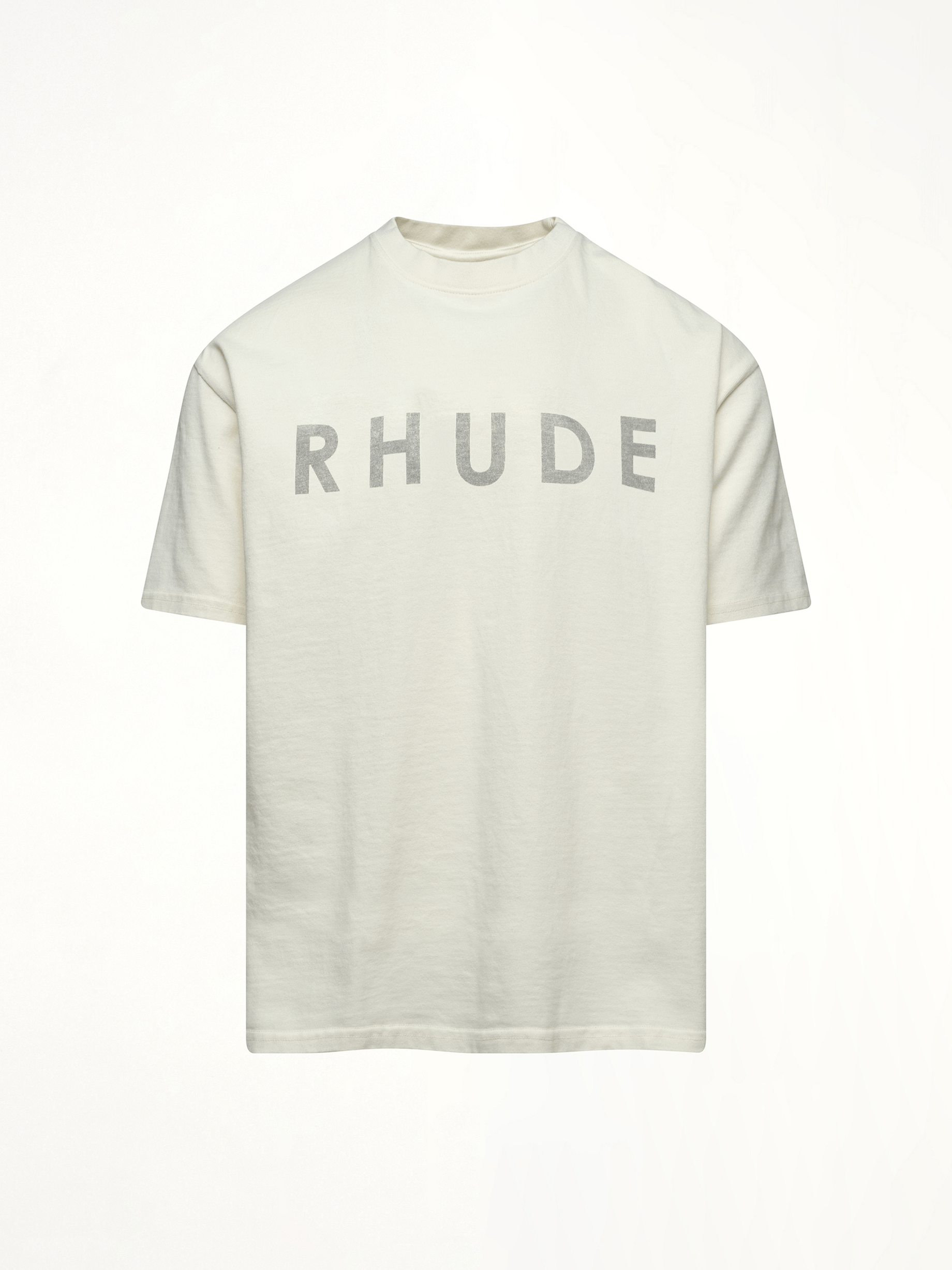 Rhude Distressed Logo T-Shirt in Vintage White