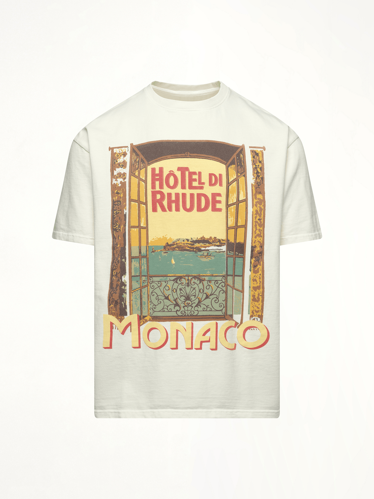 Rhude Hotel Di Monaco T-Shirt in Vintage White
