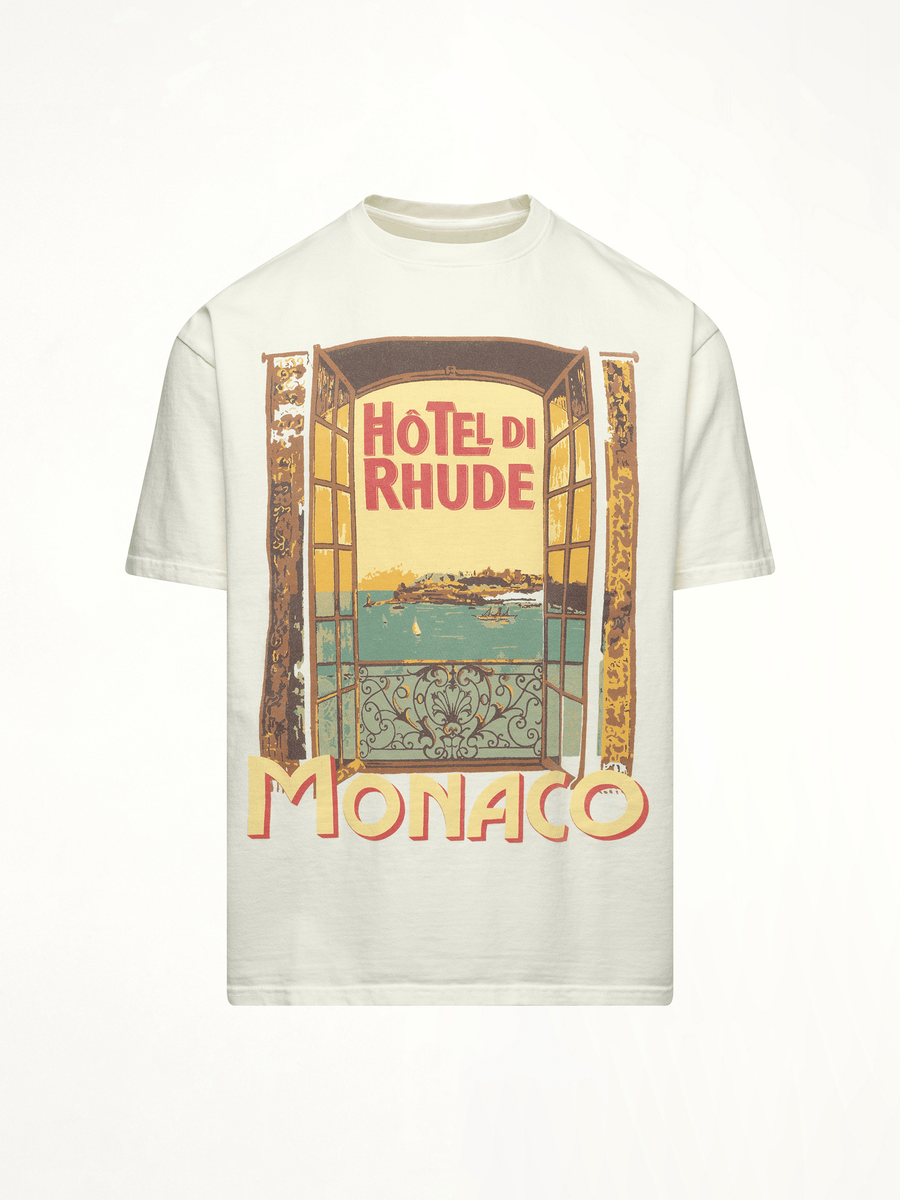 Rhude Hotel Di Monaco T-Shirt in Vintage White