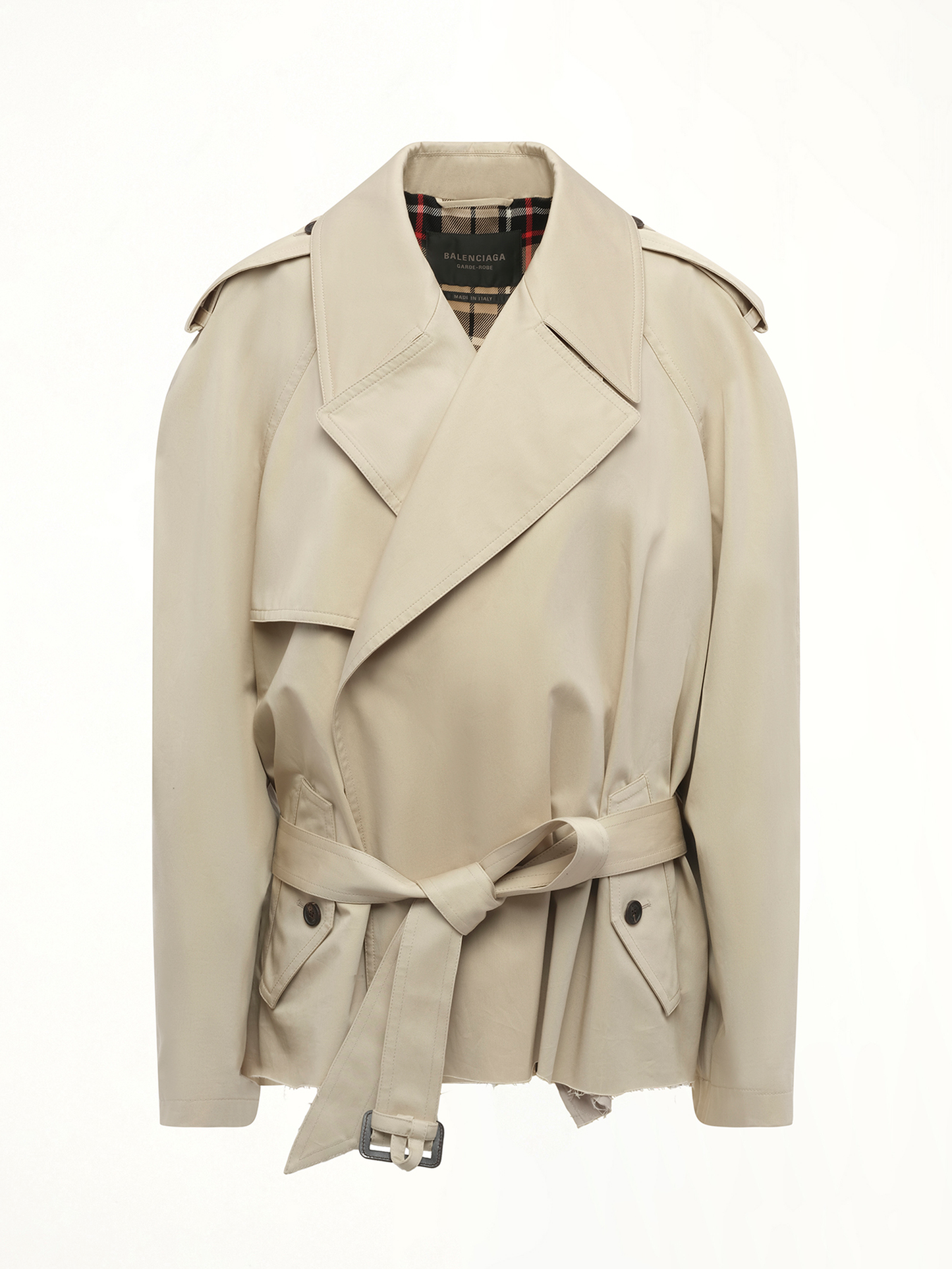 Balenciaga Cropped Trench Coat in Beige
