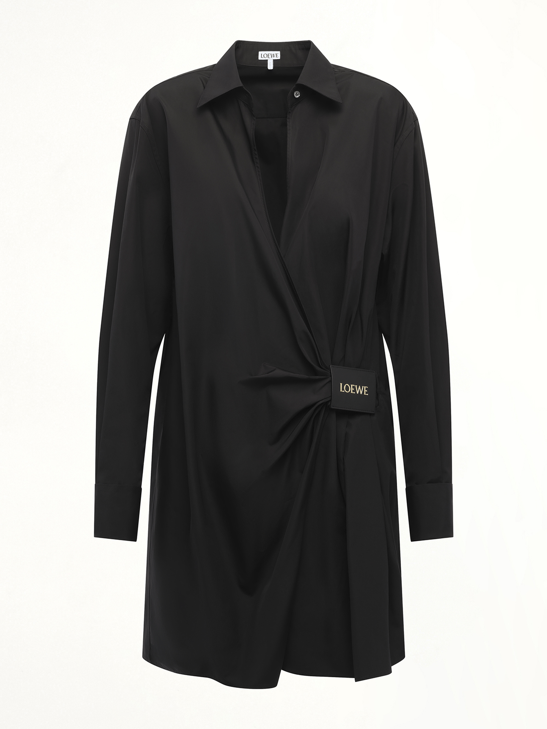 Loewe Draped Shirt Dress in Black