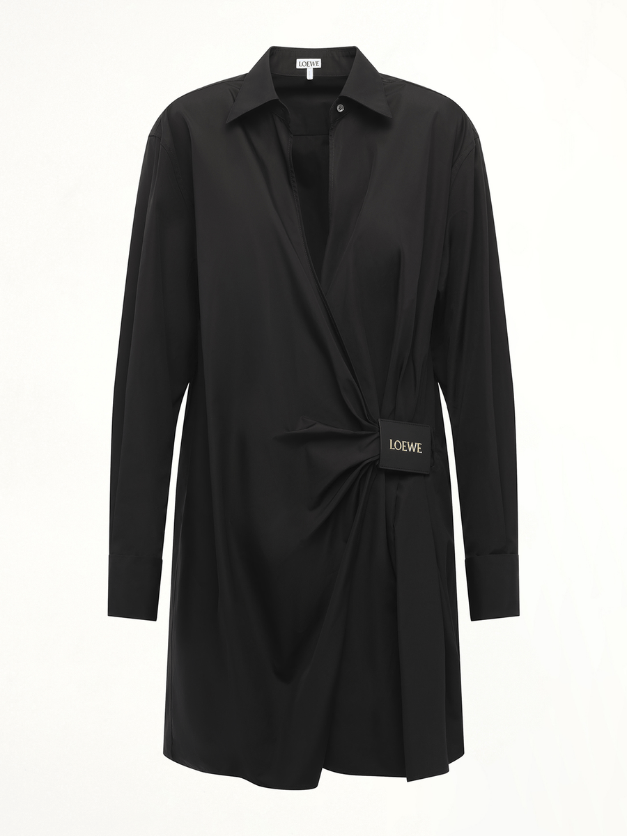 Loewe Draped Shirt Dress in Black