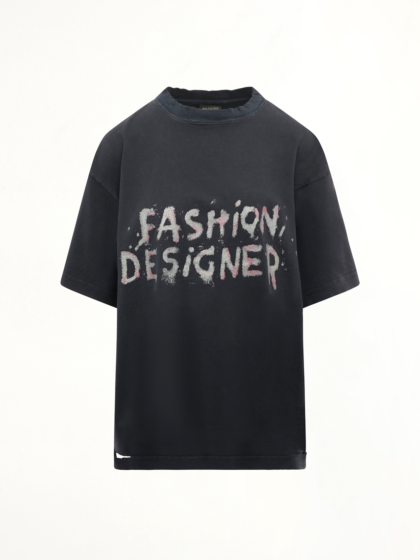 Balenciaga Fashion Designer Oversized T-Shirt in Faded Washed Black