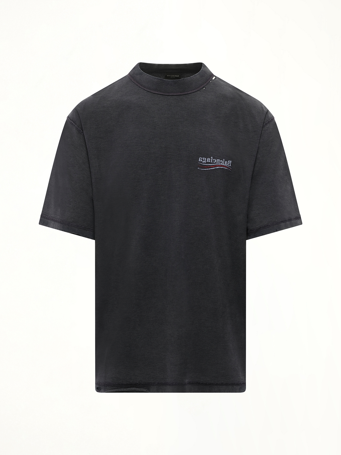 Balenciaga Political Inside-Out Large T-Shirt in Black/White/Red