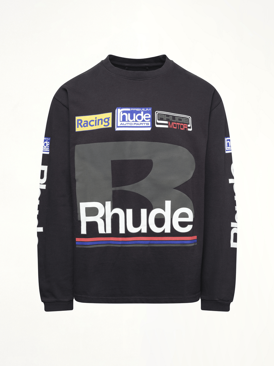 Rhude Petrol Patch Long Sleeve T-Shirt in Vintage Black