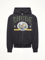 Rhude Monaco Regatta Full-Zip Hoodie in Vintage Black